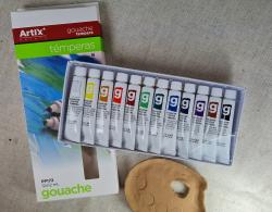 Sada gouache (gva) temperovch farieb- 12 ks /12ml