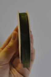 Stuha- organza- šírka 10mm- zelená olivová