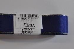 Stuha- taftová- šírka 25mm- modrá so zlatým lemom