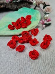 Ružičky textilné, 20ks- červené