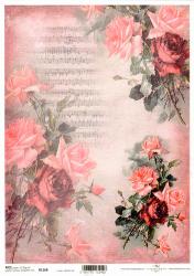 Ryžový papier A4- ruže a noty
