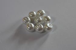 Korálky sklenené (voskové perly) priemer 8mm 18ks v balení- biele