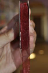 Stuha- organza- šírka 10mm- červená tmavá
