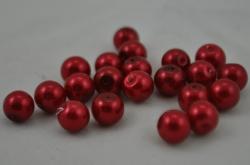 Korlky sklenen (voskov perly) priemer 8mm 18ks v balen- erven