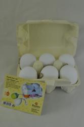 Plastové vajíčka s jutovou šnúrkou v kartónovom obale, biele, 6ks