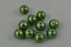 Korálky sklenené (voskové perly) priemer 10mm 10ks v balení- zelená oliva