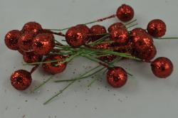 Plod cezmíny 8cm- červená gliter