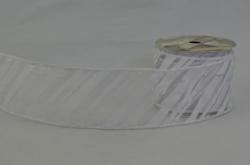 Stuha- organza- rka 60mm- biela pruhy