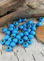 Korálky drevené/priemer 8mm (cca 15g)- modré belasé